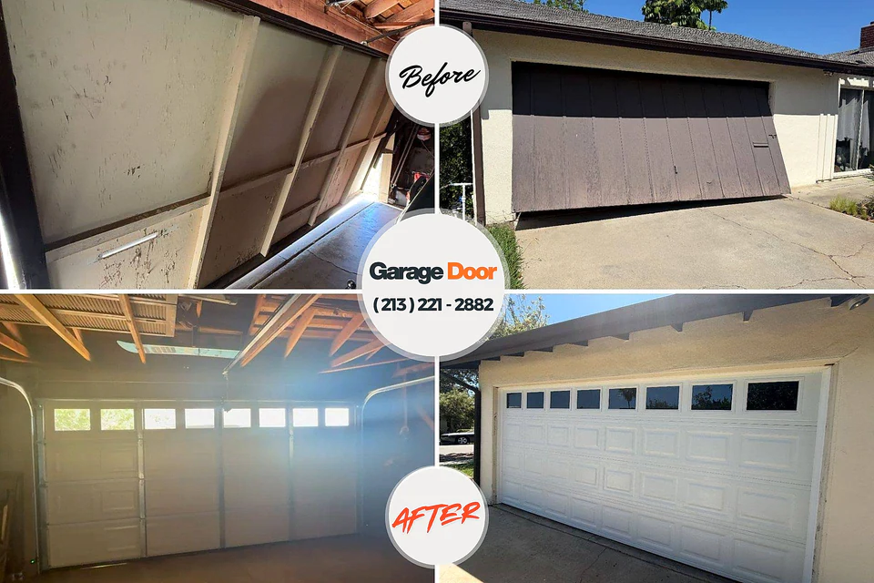 Before and after: garage door repair East Brooklyn, CT